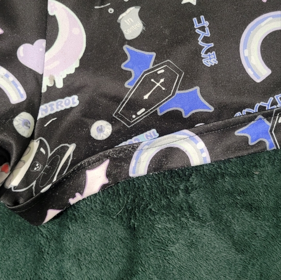 In Control Clothing Pastel Goth Black and Blue Bats Graphic Overalls - Picture 6 of 8